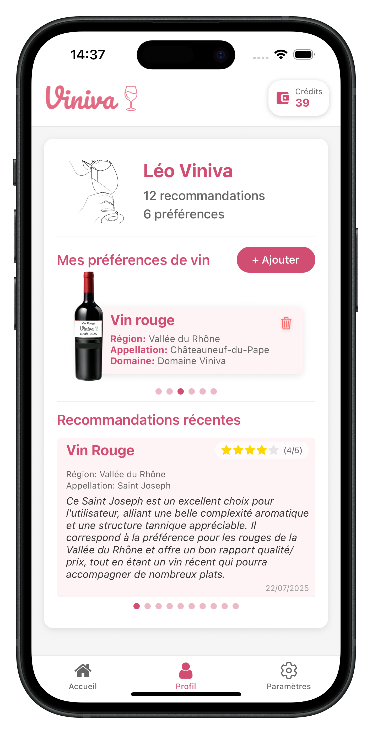 Historique de dégustation